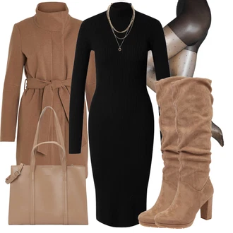 Outfity na zimu Styl Boho s Zlatý/Béžová/Růžová Jemný Řetízek/Náhrdelník/Statement náhrdelník About You "Trendový zimní vzhled"Look: Styl, 30 léta, Boho, Elegantní, Empire, Layered, Old Money, Retro, 80tá léta