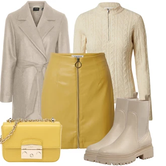 Outfity na zimu Krátká Svatební host s Žlutá/Hnědá Edited "Zimní look"