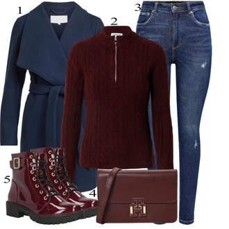 Denim outfits mit Temno modra/Modra Kavbojke z Razporkom/Usnjena Jakna/Usnjene Čevlje/Zimska jakna/Kavbojke na Poteg/Push up Kavbojke/Kavbojke Visokega Pasu/Kavbojke z Luknjo/Usnjene jakne/Ženske 7/8 Kavbojke/Gležnarji Only "Zimski outfit"