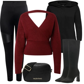 Outfit s Černá Přechodový Kabát/Softshellový Kabát/Kabát s Kapucí/Lodenový kabát/Scuba Kabát Only "Módní zimní outfit"