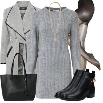 Outfit s Béžová/Zlatý/Žlutá Jemný Řetízek/Bohatě zdobený náhrdelník/Collier/Statement náhrdelník Pilgrim "Módní zimní outfit"