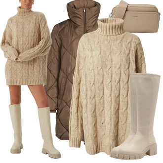 Outfit s Béžová/Hnědá/Khaki millane "Stylový zimní outfity"