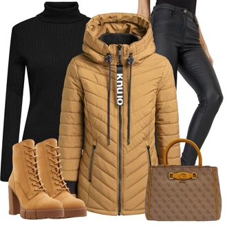 Outfity na zimu s Šedá/Tmavě šedá/Černá/Bílá orsay "Módní zimní outfit"