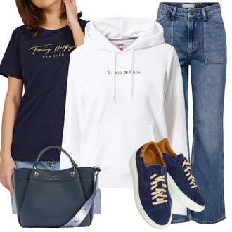 Outfit s Modrá/Tmavě modrá Taška Přes Rameno/Kancelářská Taška/Obchodní Taška/Shopper Taška/Taška/Taška Na Rameno/Brašna/Velká Taška Armani Exchange "Módní zimní outfit"