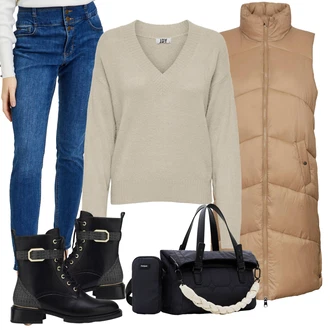 Outfity na zimu s Modrá/Tmavě modrá/Bílá orsay "Módní zimní outfit"