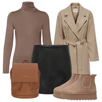 Oblečení se sukní Tenis s Černá/Šedá/Hnědá/Bílá/Zlatý/Tmavě šedá Only "Módní zimní outfit"Look: Tenis, Krasobruslení, Na Procházku