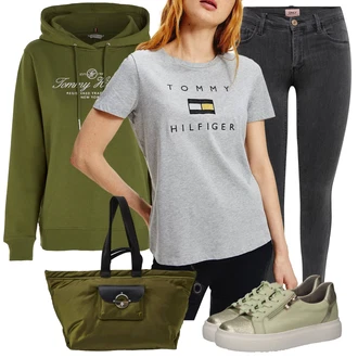 Outfity z džínu Capri s Šedá Caprice "Módní zimní outfit"