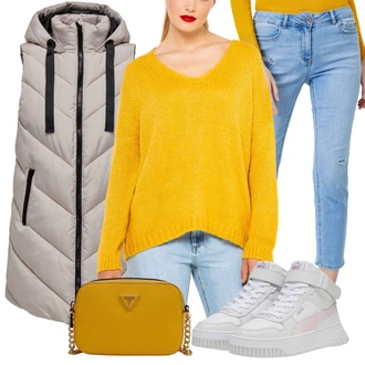 Retro Outfit s ?edá/R??ová/Bé?ová/Bílá Teniska na platform? Puma "Módní zimní outfit"Look: Estetika, Klasické, Retro, Sportovní, Streetwear