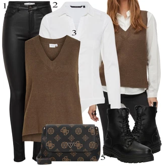 Bombaž outfit mit Krem/Bela Srajca/Bluzasti Body/Slim Fit Bluza VERO MODA "Zimski outfit"