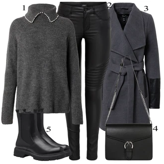 Black Outfits 3/4 rokavi mit Črna/Siva/Rjava/Temno siva Kovček/Pisarniška torba/Men's Bags/Torba za Macbook About You "Zimski outfit"