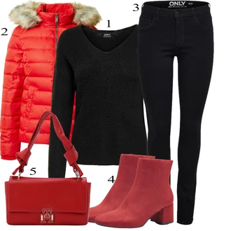 Outfits for chubby mit Črna Jeans Pajkice/Jeggings/Skinny Hlače/Treggings Only "Zimski outfit"