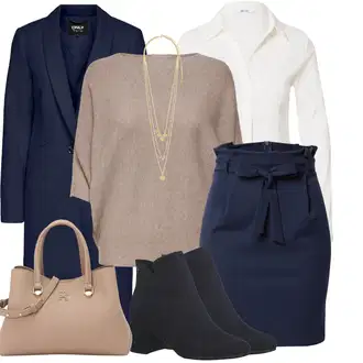 Outfity pro práci Šik so sponou Kůže s Béžová/Hnědá Kancelářská Taška/Brašna/Shopper taška/Sportovní Taška Přes Rameno Tommy Hilfiger "Stylový zimní outfity"Look: Rad, Šik, Cool, Elegantní, Kancelář, Old Money, Princezny