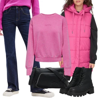 Outfity z džínu Zvonové kalhoty s Černá Desigual "Outfity na zimu"