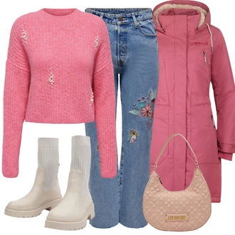Outfit s Růžová Love Moschino "Outfity na zimu"