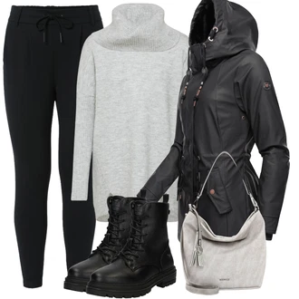 S podšívkou Outfit s Černá Pletený Legín/Bavlněné Legíny/Teplé Legíny/Legíny S podšívkou/Termo Kalhoty/Tréninková Kalhoty/Kožená bunda/Tregíny Only "Outfity na zimu"