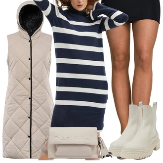 Outfity na zimu Pruhovaný s Fialová/Modrá/Tmavě Modrá orsay "Outfity na zimu"