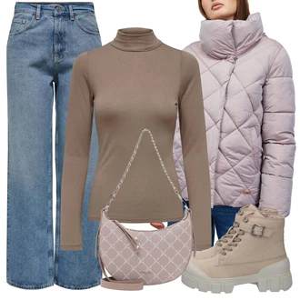 Outfity na zimu Rovná noha Džínovina s Šedá Only "Outfity na zimu"