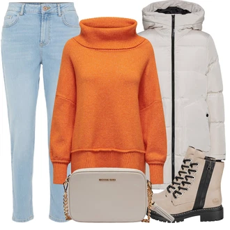 Outfit s Šedá/Khaki/Béžová/Hnědá Taška Přes Rameno/Malá Taška/Brašna/Dopisová peněženka/Klasická Taška Přes Rameno/Sportovní Taška Přes Rameno michael kors "Outfity na zimu"