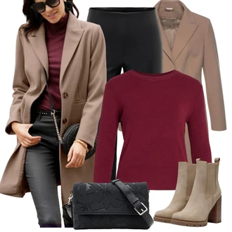 Outfity na zimu s Hnědá/Béžová Přechodový Kabát/Frock Kabát/Kabát s Úzkým Střihem/Lehký Kabát/Midi Kabát/Vlněný Kabát/Kašmírový Kabát/Blazerový Kabát/Vintage Kabát Lascana "Outfity na zimu"