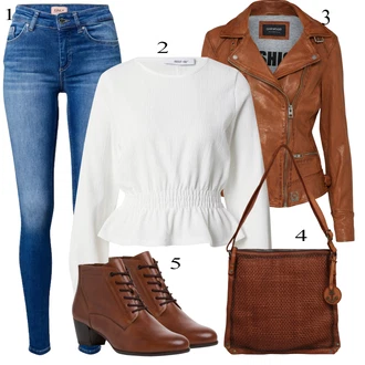 Denim outfits Pametno priložnostno mit Rjava/Temno rjava/Roza Vintage usnjena jakna/Jesenska jakna/Motoristična jakna/Jakna iz Umetnega Usnja/Usnjena Bomber Jakna/Usnjena Jakna/Pomladna jakna Oakwood "Zimski outfit"Look: Kul, Francoski, Modernen, Lepo, Zunaj, Pametno priložnostno, Univerzitetni, Western, 80. leta