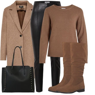 Gotický Outfit s Černá/Bílá Velká taška/Obchodní Taška/Taška/Taška Přes Rameno/Kancelářská Taška/Shopper taška/Sportovní Taška Přes Rameno/Taška Na Rameno About You "Stylový zimní outfity"Look: Rad, Šik, Cool, Gotický, Italský