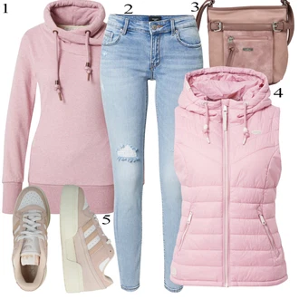 Beige Outfits mit Roza/Bež/Modra Ragwear "Zimski outfit"