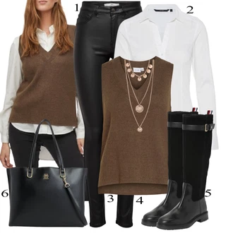 Bombaž outfit mit Krem/Bela Srajca/Bluzasti Body/Slim Fit Bluza VERO MODA "Zimski outfit"