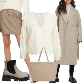 Outfity s kotníkovými botami s Khaki/Hnědá/Béžová Kožená MiniSukně/Kožená Sukně/70tá Léta MiniSukně/Sukně z umělé kůže/Krátká Sukně Only "Perfektní na zimu"