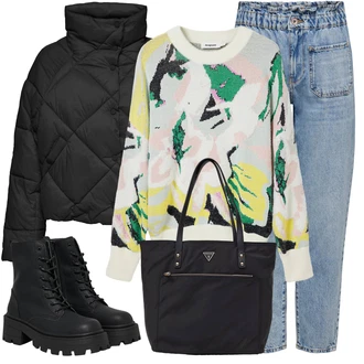 Outfity na zimu Grunge s Černá Only "Perfektní na zimu"Look: Lak, Metal, Grunge, Trendový, Váhy, Techno, Estetika