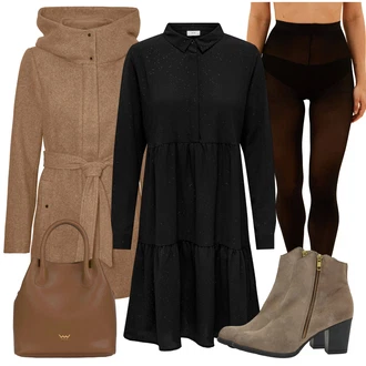 Outfity na zimu Áčkového Střihu s Černá JdY "Perfektní na zimu"Look: Áčkového Střihu