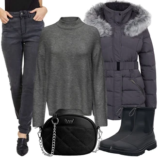 Pravá Kůže Outfit s Černá/Tmavě modrá Kozačka Kožená bunda/Chelsea Boty/Gumová Kotníková Bota Calvin Klein Jeans "Perfektní na zimu"