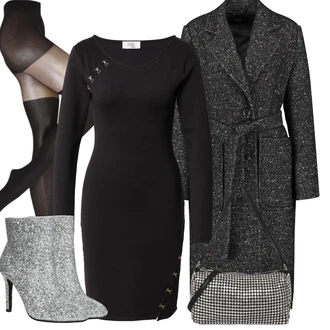Outfit sa Siva/Svjetlosiva/Srebro Čizma sa šljokicama/Čizma s Gliterima About You "Kombinacije Za Zimu"