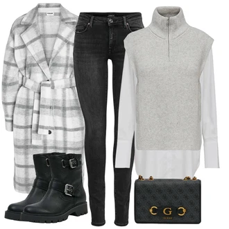 Motorka Outfit s Černá Kozačka Motorkářská Bota/Motorkářská bota Guess "Perfektní na zimu"Look: Motorka, Jízda na koni