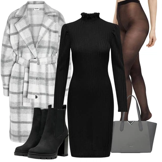 Outfit s Černá/Tmavě hnědá/Červená Punčocháče Vlněný punčocháč/Síťovaný punčocháč/Nylonová punčocha/Podpůrný punčocháč/Punčocháče Velká Velikost/Punčocháče Pieces "Perfektní na zimu"