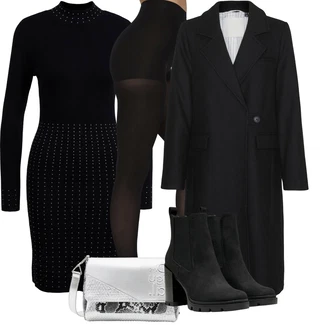 Elegantní Outfit s Černá/Fialová/Bílá/Hnědá Svetrové Šaty/Dlouhé pletené šaty/Šaty S Vysokým Výstřihem/Šaty S Rolákem/Zimní Pletené Šaty orsay "Perfektní na zimu"Look: Elegantní, Příliš oblečený, Bezešvé, Egirl, Glamourové, S průsvitem, Burleska, Business, Francouzské, Kancelář, Romantický