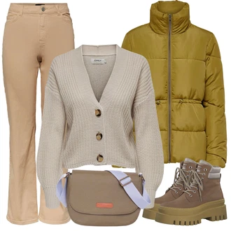 Outfit s Zelená/Žlutá/Tmavě zelená Podzimní Bunda/Merino Bunda/Nylonová Bunda/Udržitelná Bunda/Letní peřová Bunda/Puchová Bund/Nafukovací Bund/Prošívaná Bunda JdY "Perfektní na zimu"