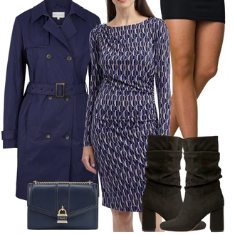Outfit s Tmavě modrá/Modrá Taška Přes Rameno/Brašna/Sportovní Taška Přes Rameno/Malá Taška/Dopisová peněženka/Ledvinka DKNY "Perfektní na zimu"