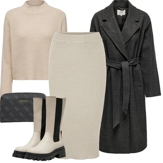 Oble?ení se sukní Károvaný s R??ová/Tmav? ?edá/?edá Women's Cosmetic Bags/Dopisová pen??enka/Kosmetická Ta?ti?ka Guess "Perfektní na zimu"