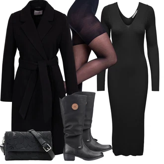 Outfity s botami GoGo s Fialová/Černá bellinda "Perfektní na zimu"Look: Rad, Egirl, Elegantní, Glamourové, Sexy, Příliš oblečený, Francouzské, Bezešvé, GoGo, Disko, Old Money