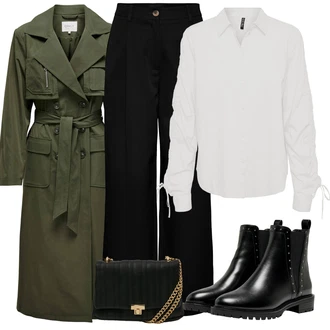 Outfit s Šedá/Černá/Hnědá/Tmavě modrá/Fialová/Červená Mušelínové kalhoty/Boyfriend Kalhoty/Lněné Kalhoty/Obleková Kalhoty/Business Kalhoty/Plisovaná Kalhoty Pieces "Perfektní na zimu"