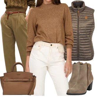 Outfity na zimu Short sleeves s Hnědá/Béžová Taška Přes Rameno/Obchodní Taška/Brašna/Pánská taška/Kancelářská Taška/Taška Calvin Klein "Perfektní na zimu"