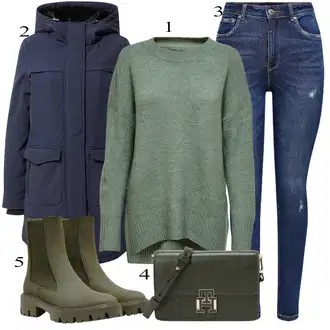 Outfits for chubby Disko mit Temno modra/Modra Kavbojke z Razporkom/Usnjena Jakna/Usnjene Čevlje/Zimska jakna/Kavbojke na Poteg/Push up Kavbojke/Kavbojke Visokega Pasu/Kavbojke z Luknjo/Usnjene jakne/Ženske 7/8 Kavbojke/Gležnarji Only "Zimski outfit"Look: Stil, 90. leta, Kul, Disko, Francoski, Modernen, Stari denar