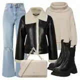 Bijele kožne jakne Outfiti image
