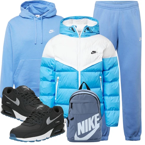 Hellblau/Blau TrainingsHose/JerseyHose/SportHose/FleeceHose/Herren Lederjacke Nike Sportswear kombinieren