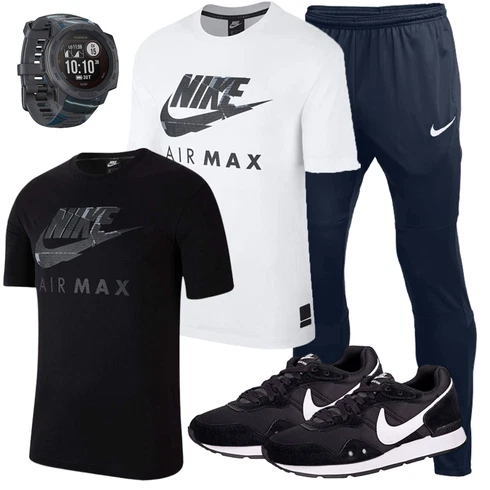 Elegant Schwarz Hoodie Nike kombinierenLook: Lack, Elegant, Sportlich, Smart Casual, Classic, Streetwear, Baroque, Premium, Casual