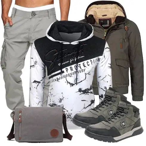 Grau/Khaki/Hellgrau Parachute Hose/Boyfriend Hose/Cargo-Jogginghose/Cargohose/Capri/Cargo Short Meilicloth kombinieren