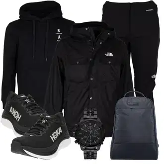 Outfit mit Schwarz Nockenschuh/Fitnessschuh/Volleyballschuh/Basketballschuh/Zustiegsschuh/Gymnastikschuh/Zumba-Schuh/Fitnessschuh/Joggingschuh hoka one one "Sportlich Outfit"