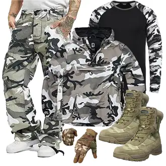 Outfit mit Dunkelgrün/Dunkelblau Outdoorjacke/Leichte Jacke/Ripstopjacke/Bundeswehr Parka/Snowboardjacke/Verstaubare Jacke/Kapuzenjacke/Wasserdichte Jacke/Regenjacke/Windbreaker Jacke Brandit "Sportliche Outfit"