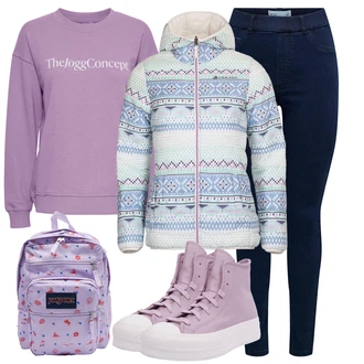 Chuck Taylor All Star Outfit s Šedá Converse "Sportovní zimní outfit"