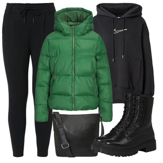 S podšívkou Outfit s Černá Pletený Legín/Bavlněné Legíny/Teplé Legíny/Legíny S podšívkou/Termo Kalhoty/Tréninková Kalhoty/Kožená bunda/Tregíny Only "Sportovní zimní outfit"